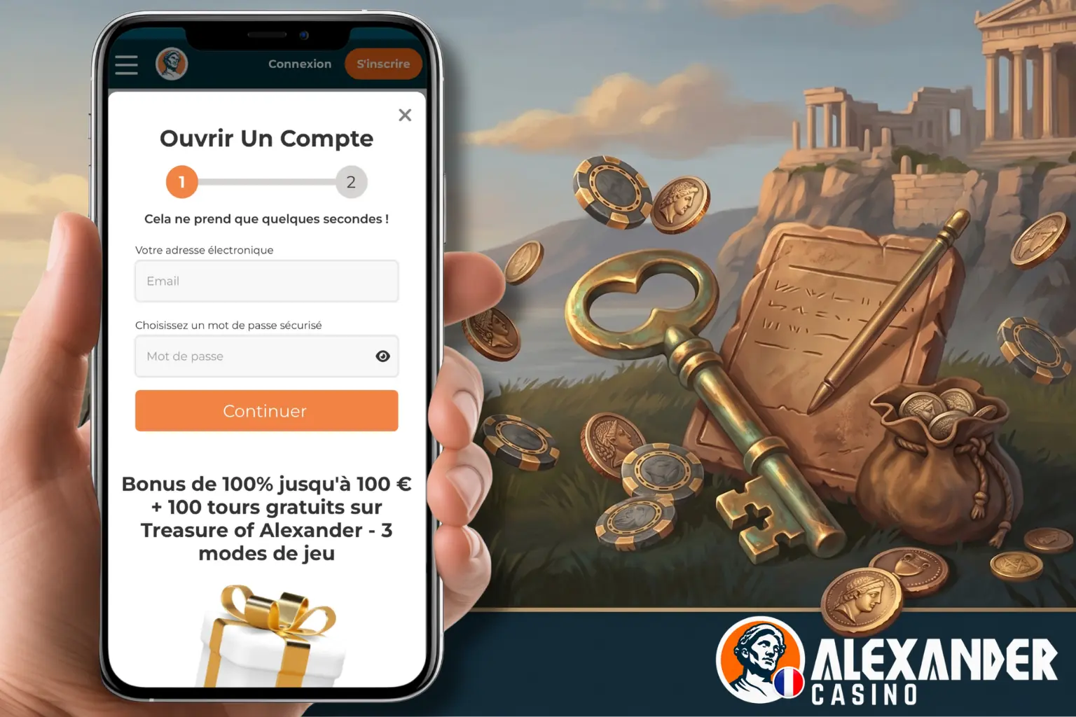 Connexion sécurisée et inscription rapide sur Alexander Casino.